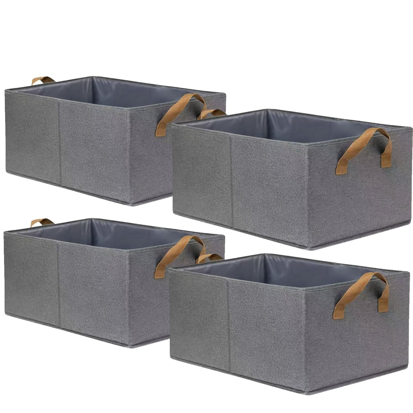 MEgegulo Foldable Storage Boxes, Set of 4 Non-Woven Fabric Box with Handle, 47 x 28 x 20 cm, for Shelves,Clothes Basket Containers