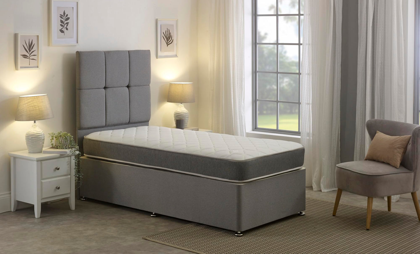 Extreme Comfort Hybrid Grey Essentials Mattress | 2ft6 Small Single (75cm x 190cm) | Memory Foam & Bonnell Spring | Plush Feel | Cooltouch Plus Sleep