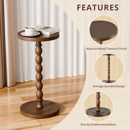 30cm Wooden Round Side Table,Round Bar Table, Small End Table - Walnut
