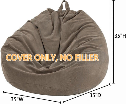 Nobildonna 3 ft Bean Bag Chair Cover No Filler for Adults and Kids 300L Extra Large Stuffed Animal Storage Bean Bag Washable Soft Premium Corduroy