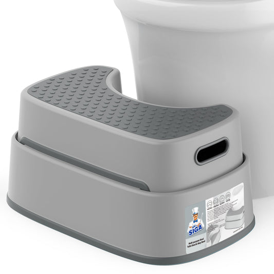 MR.SIGA Toilet Stool Squat Adult, Bathroom Stool Heavy Duty, Anti Slip Toilet Step for Bathroom, Toddler Step Stool for Kids, Dark Gray & Light Gray