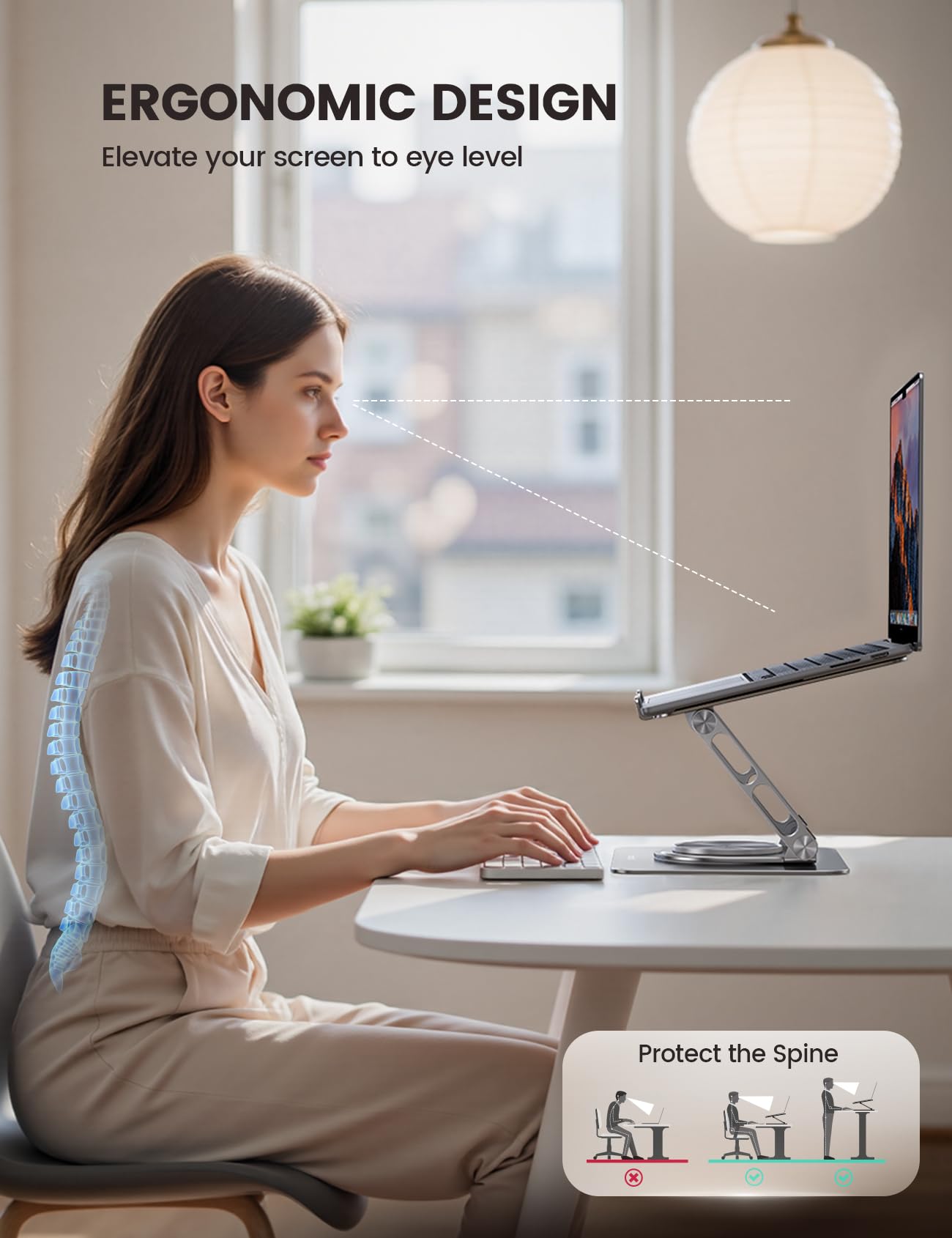Lamicall Laptop Stand Desk, Laptop Riser - [360° Rotatable] Foldable Aluminum Notebook Holder