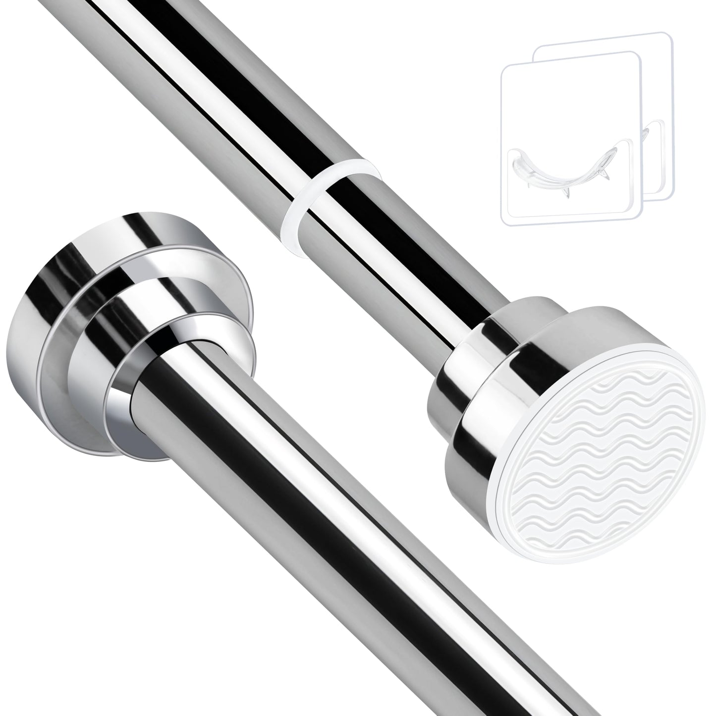 Stainless Steel Extendable Shower Curtain Rod Tension Pole (72cm-130cm),including 2 Holders,Net Voile Curtains Rail,Adjustable Telescopic Rods