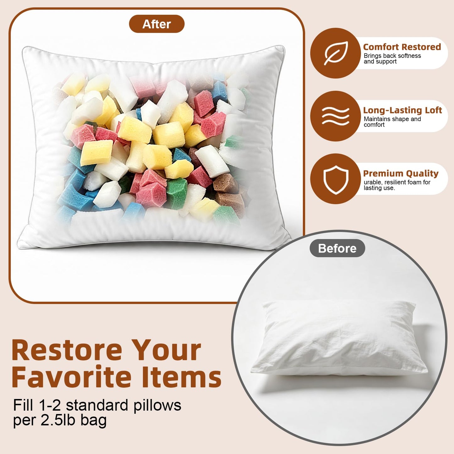 soptreedx 4.5KG Shredded Memory Foam Filling, Ultra Soft & Supportive Bean Bag Filler, Breathable MemoryFoamStuffing for Pillows, Stuffed Animals