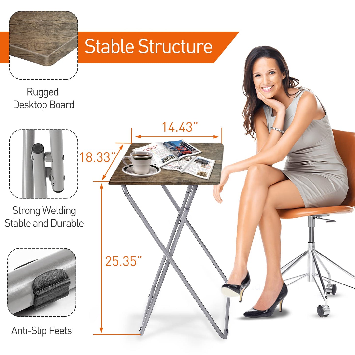 Small Folding Table, Foldable Table, TV Tray Table, Sofa Table, End Table