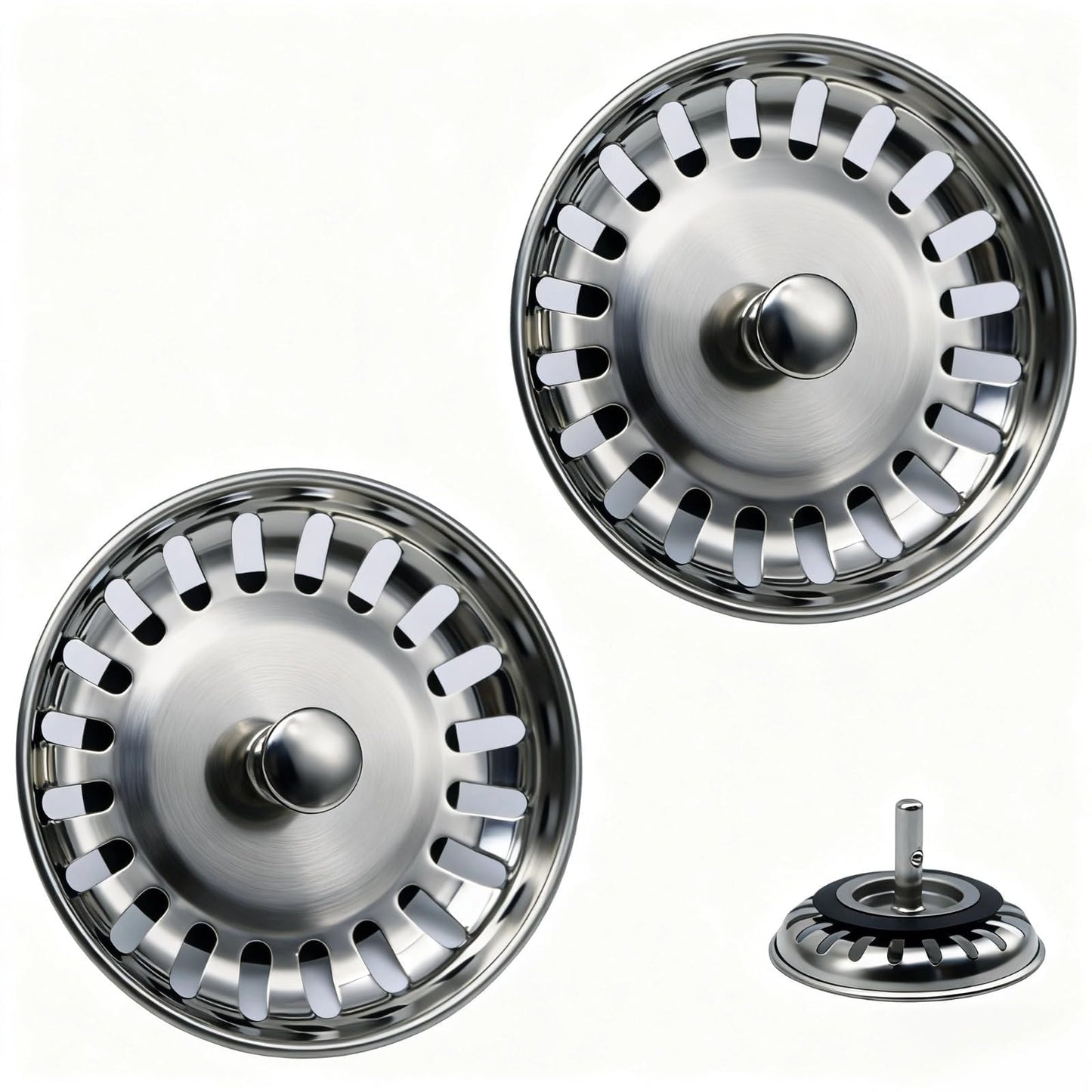 InYoHui 2 Pack Kitchen Sink Plug Strainer Stainless Steel 80mm UK Sinks