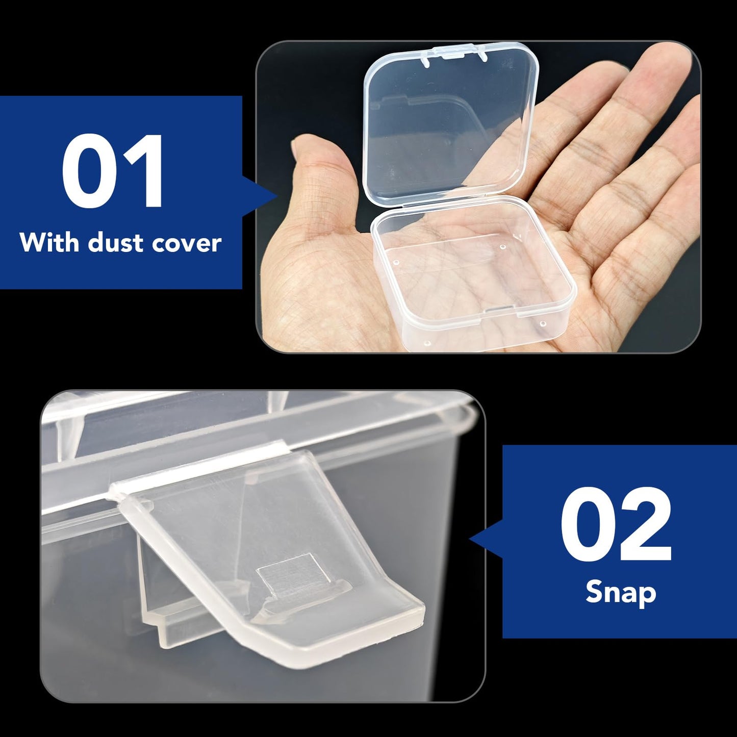 YIMETOP 30 Pcs Small Storage Box with Lid, Mini Plastic Clear Sorting Box, Transparent Plastic Storage Boxes with Hinged Lid, for Small Parts, Beads