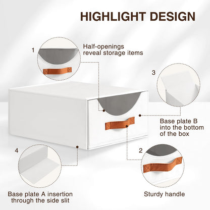 Homsorout Wardrobe Storage Organiser - Foldable Stackable Storage Drawers Box, Fabric Storage Baskets for Clothes Organization, Shelves, Bedroom