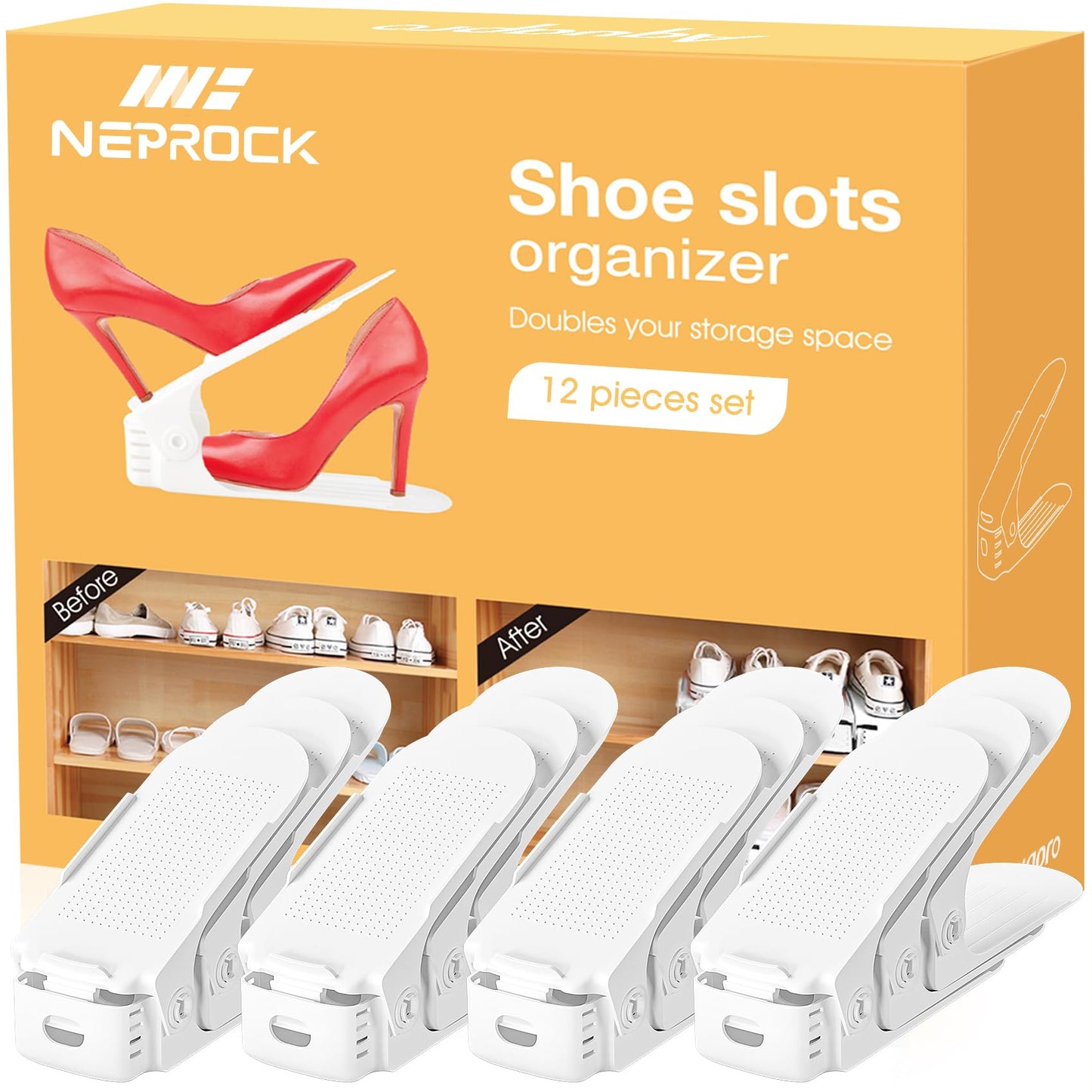 Neprock Shoe Organiser Shoe Slots Organizer for Closet, Shoe Storage Organiser Shoe Rack for Inside Wardrobe