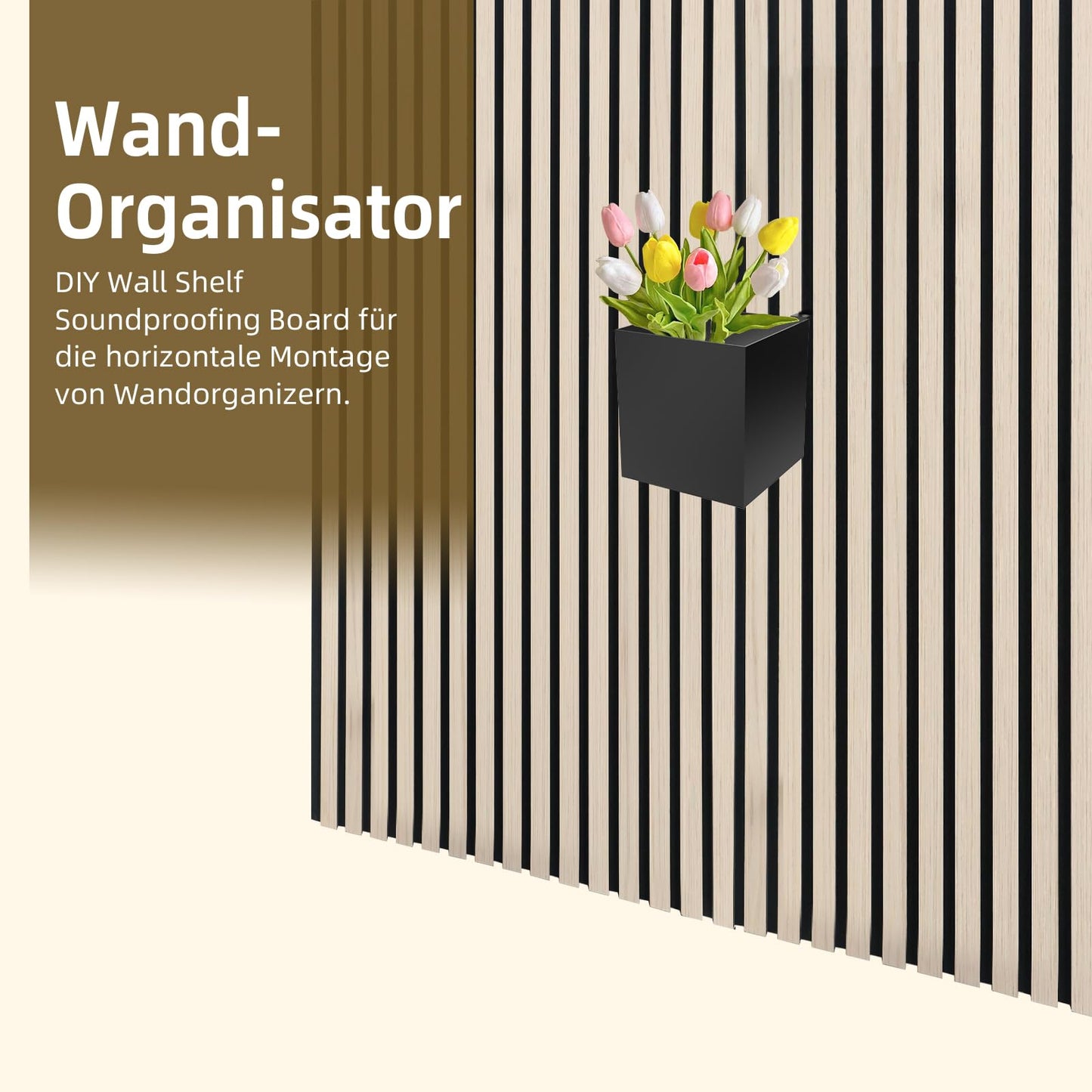 URCheers Wall Organizer Metal for Acoustic Panels with Hooks, Box & Shelf, for Acousticpanels, Slatted Wall Panels & Accessories, Ideal for Office