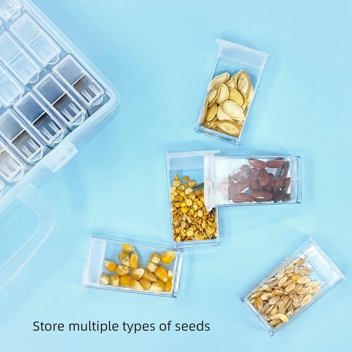 ARSUNOVO 64 Slots Seed Storage Box,Diamond Painting Organizer,Portable Bead Storage,Storage Containers Use for Seeds and Diamond Accessories