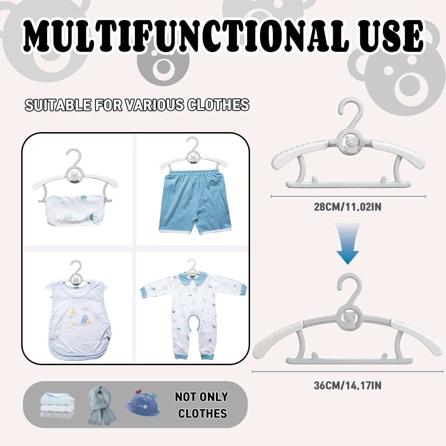 Baby Clothes Hangers 20 Pack, Plastic KidsHangers Space Saving for Closet