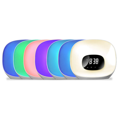 Groov-e Light Curve Touch Control FM Radio Alarm Clock with LED Lamp Wake-Up Light & Snooze - White