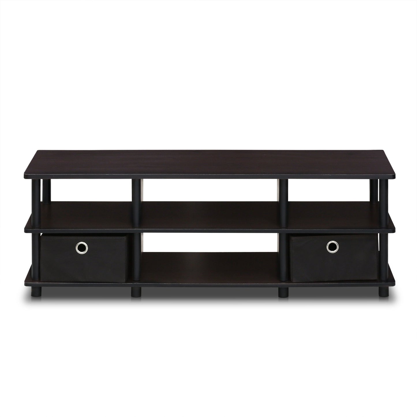 Furinno Econ TV Entertainment Center with Storage Bins, Espresso/Black