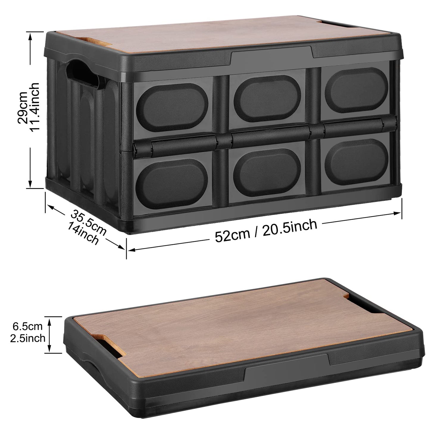 Tuevob Folding Storage Bin with Lid 30L Storage Box Container Stackable Shelf Baskets Cloth Closet Car Organizer Outdoor Picnic Transport Box Clothes