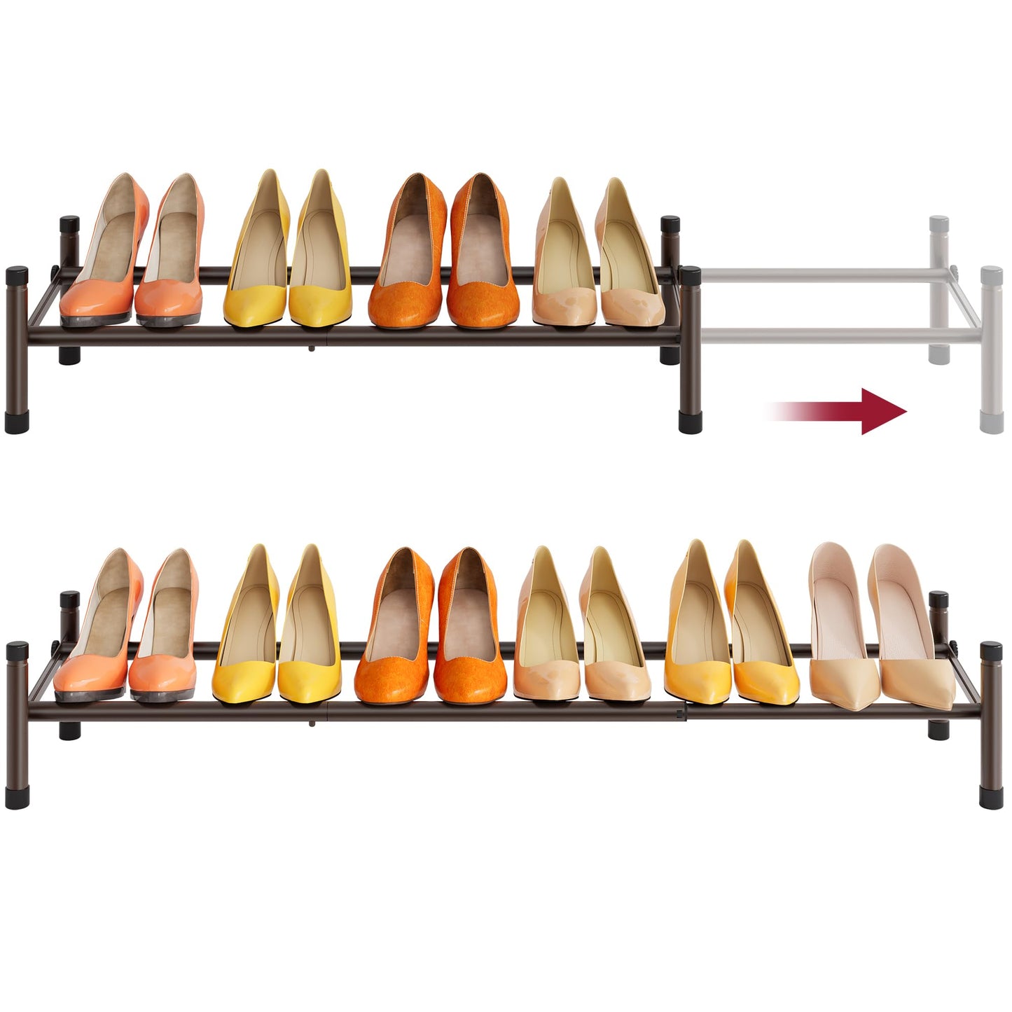 Tajsoon Expandable Shoe Rack for Closet 1 Tier, 28“-41“Adjustable & Stackable Shoe Shelf Storage, Metal Shoe Rack Organizer for Front Door Entrance