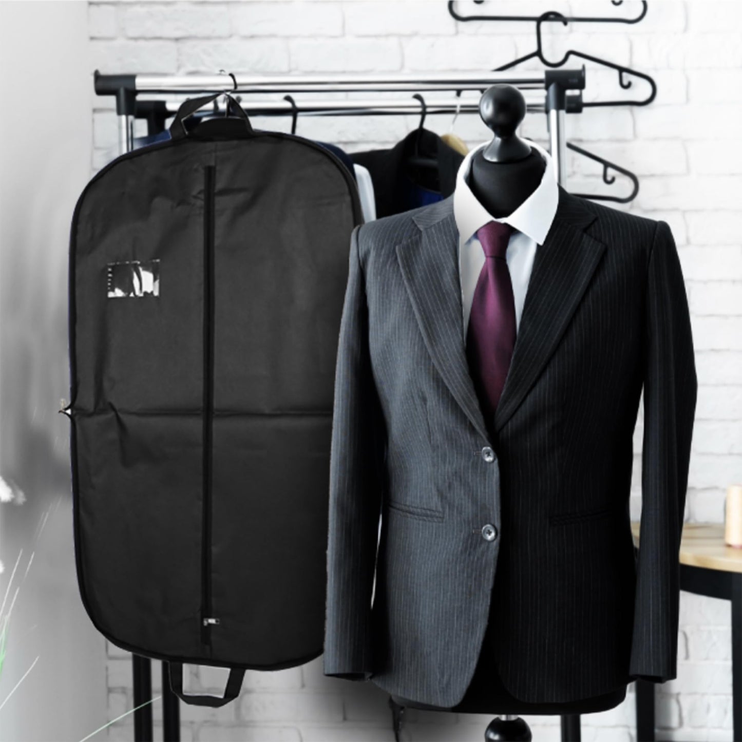 Hoesh UK - Black 44" Waterproof Mens Suit Garment Protection Carrier - clothes bags, suit bag for men, travel garment bags, suit covers