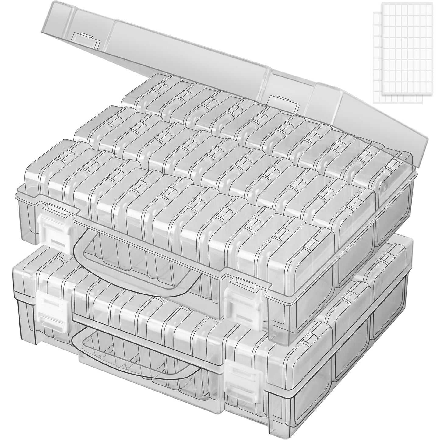 RONGLAIJIN 30 Grids Bead Storage Boxes, Portable Diamond Art Storage Boxes, Small Rectangular Storage Containers with Hinged Lids for Beads Seeds