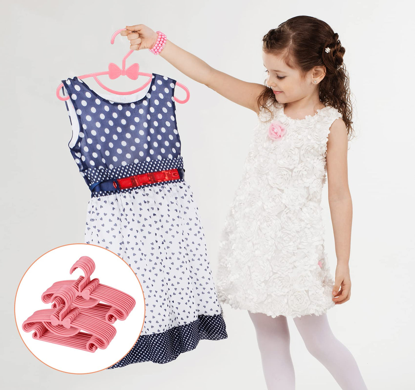 Homewit 40 Pack Baby Coat Hangers with Bows Pink, Non-Slip