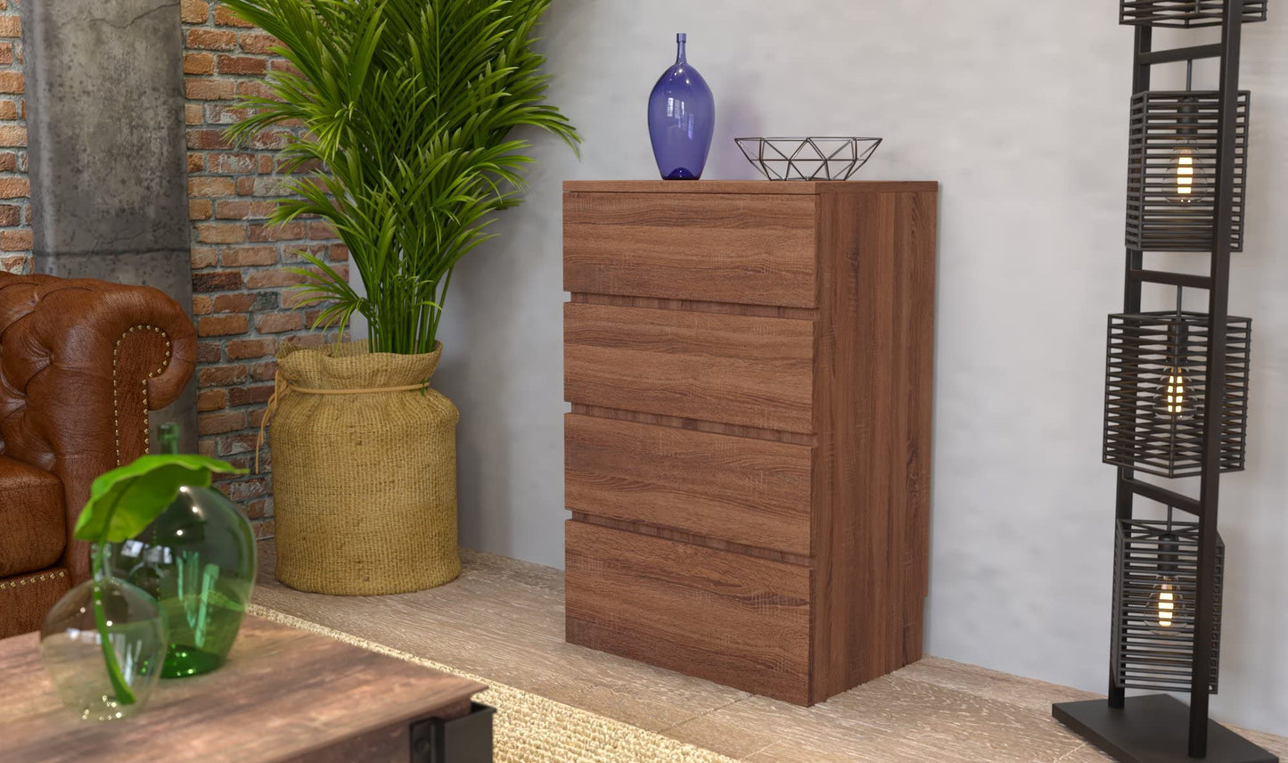Iris Ohyama, Dresser/Chest of Drawers/Wooden Chest of Drawers/Dresser with 4 Drawers Runner, Easy Assembly, Modern Design, Office, Living Room