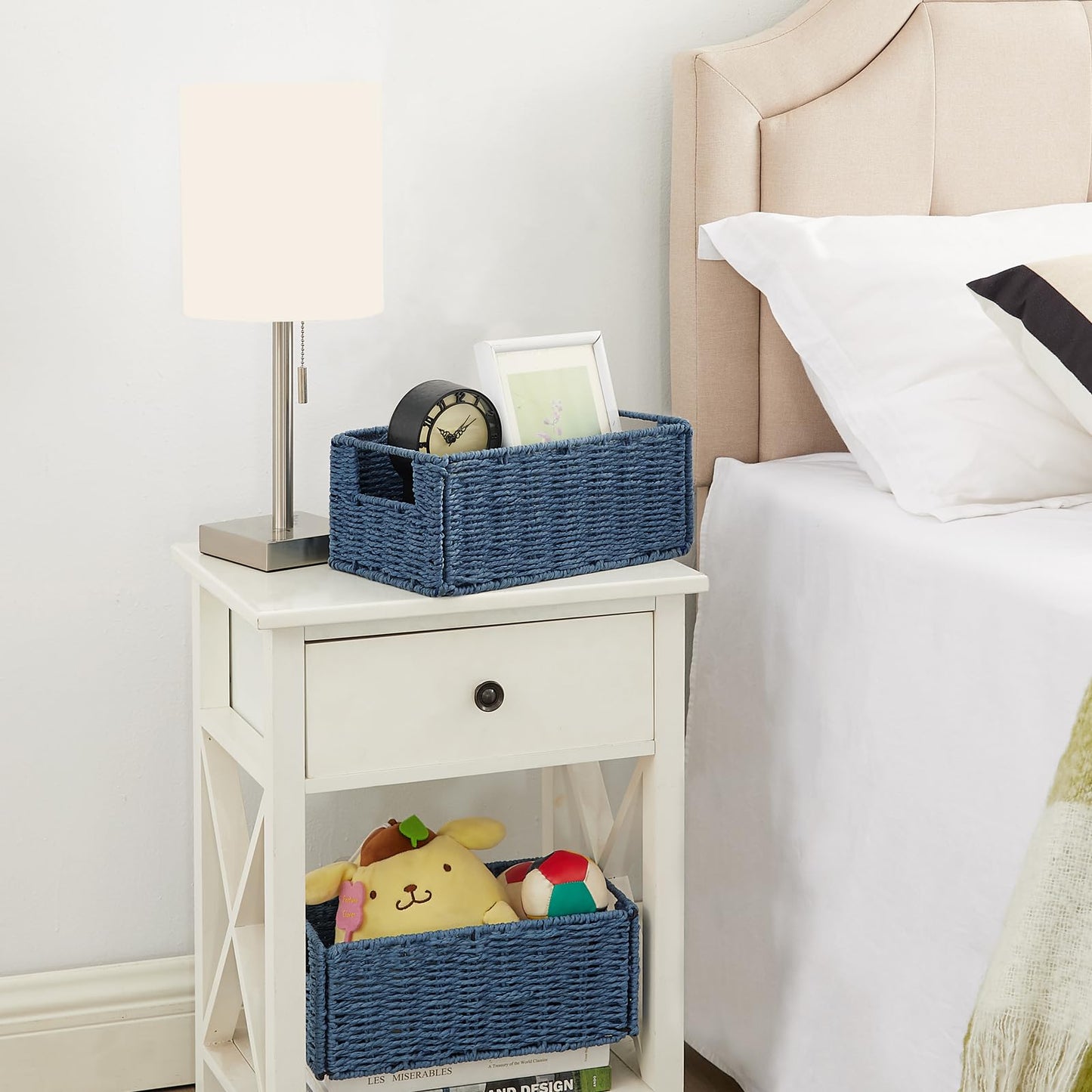 Vagusicc Storage Baskets for Shelves, Small Organizer Box Storage Bins with Handles, Wicker Basket for Bathroom Storage