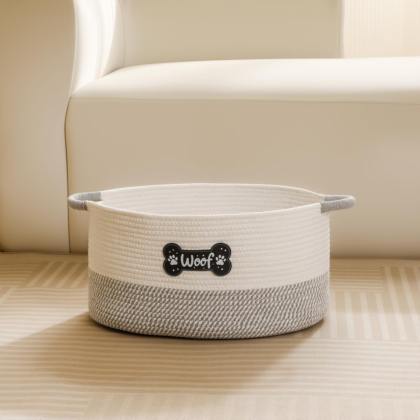 Tidelit Dog Toy Basket, Dog Toy Box Organizer Baskets, Woven Cotton Rope Pet Puppy Dogs Toy Bin With Handle