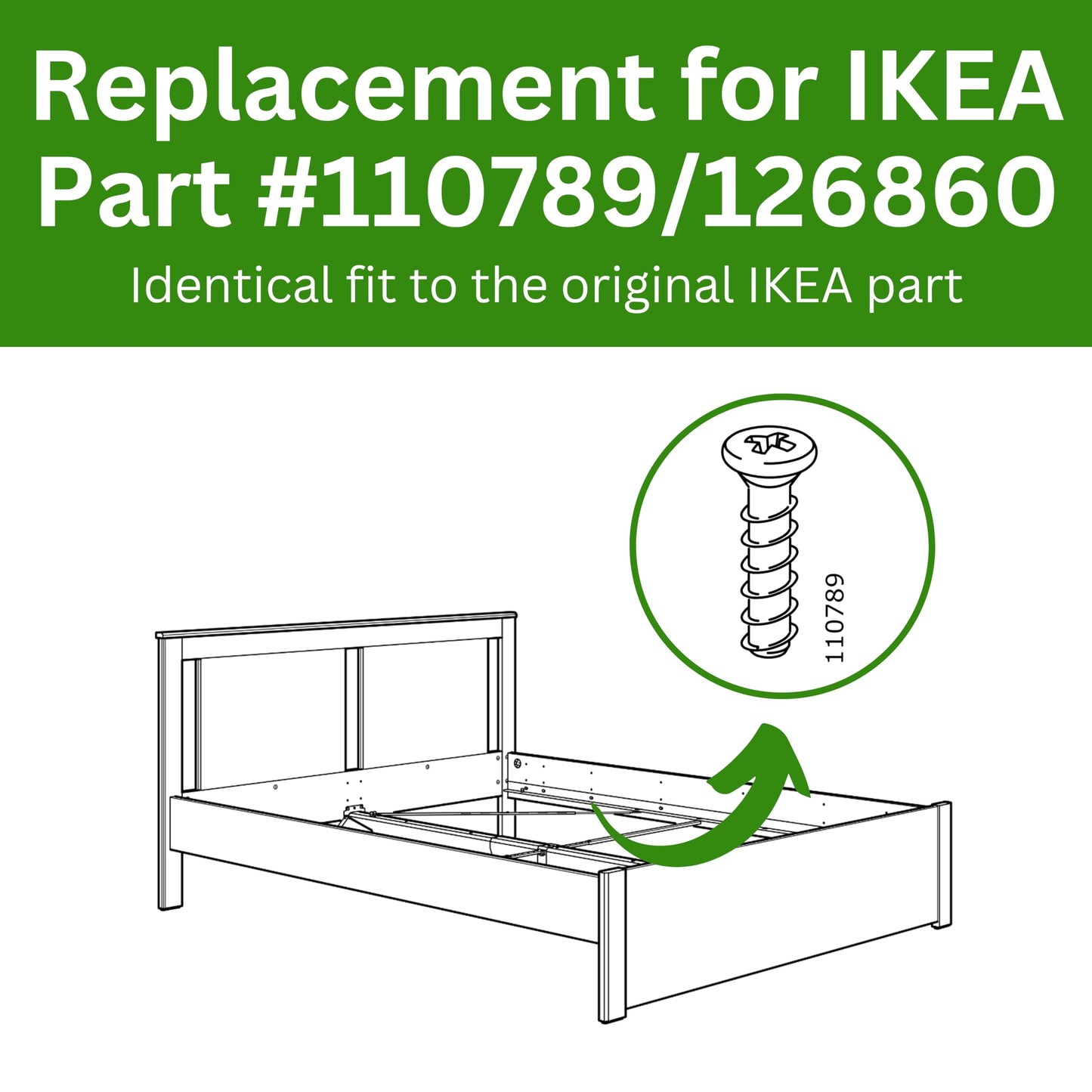 Spare Hardware Parts Bed Frame Screw (Replacement for IKEA Part #110789/126860) (Pack of 10)