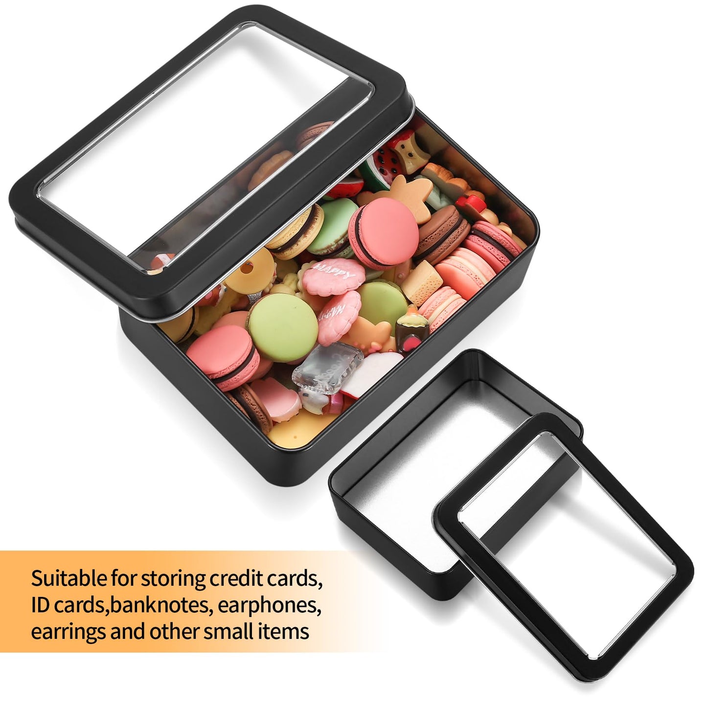 Qeapug 4 PcsMetal Tins with Lids, Small Tins with Lids, Metal Rectangular Empty Tin Containers No Hinged
