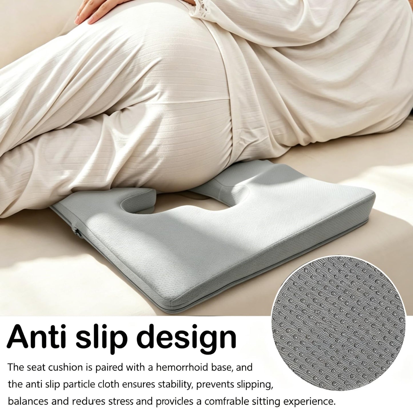 Ysislybin Anti-decubitus Cushion, Piercing Cushion Hemorrhoid Seat Cushion for Tailbone Pain Orthopedic Seat Cushion with Fabric Cover Memory Foam