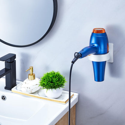 YYBO Hair Dryer Holder Wall Mount, Hairdryer Holder Station for Hair Dryer Storage, Adhesive Hairdryer Stand Rack for Dressing Table Bathroom White