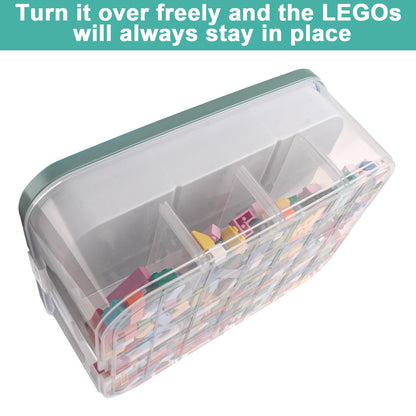 AKOLAFE Lego Storage Box Plastic Storage Boxes with Lids 3 Layers Stackable Toys Organizer Lego Case Container with Baseplate for Building Blocks