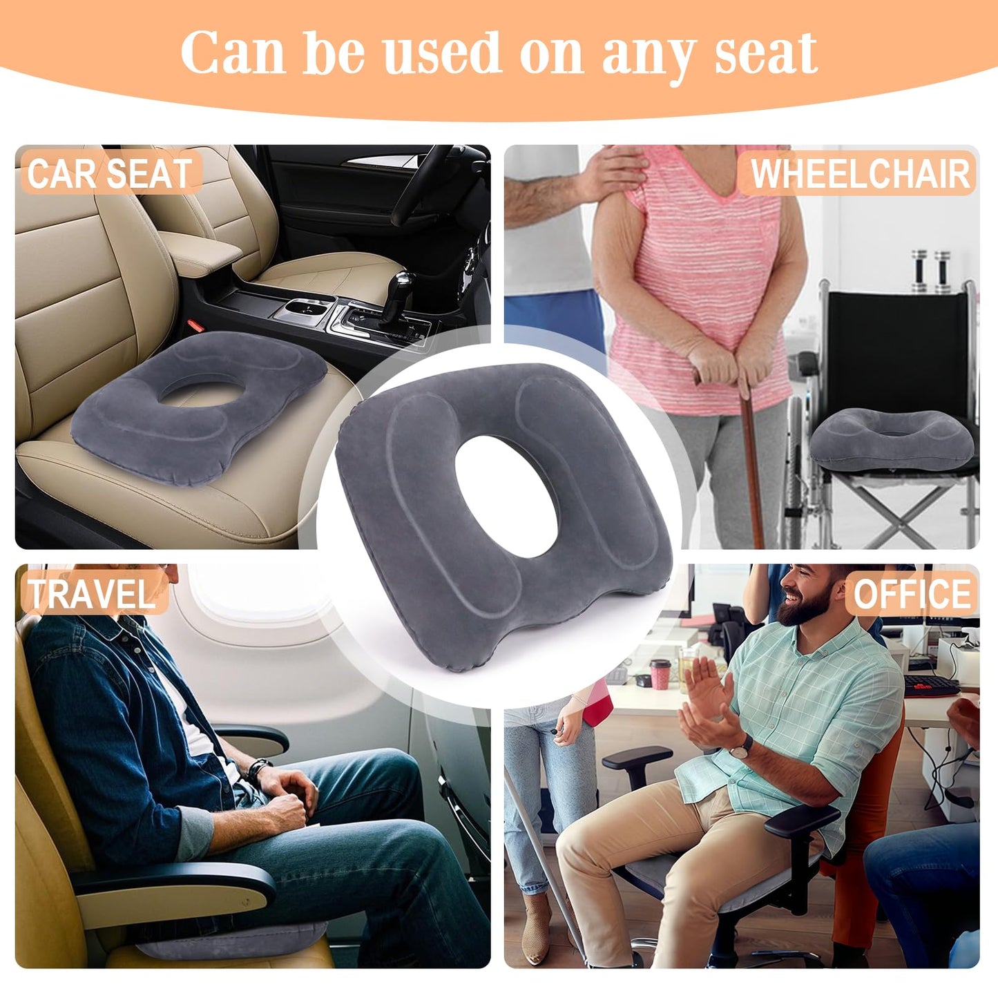 AirSwim Inflatable Hemorrhoid Pillow, Inflatable Donut Cushion for Sitting