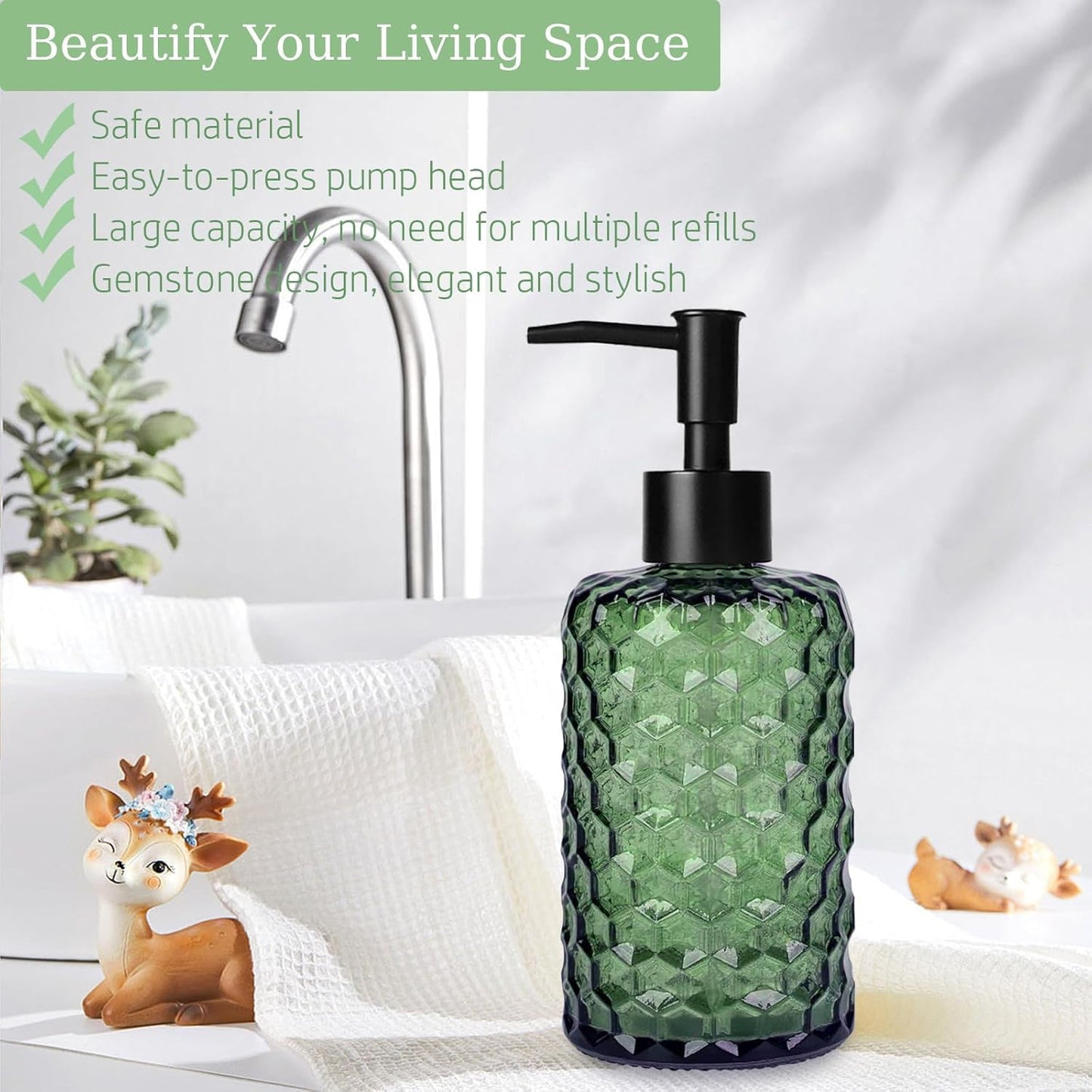 500ml Glass Soap Dispenser Bathroom, Dish Soap Dispenser for Kitchen