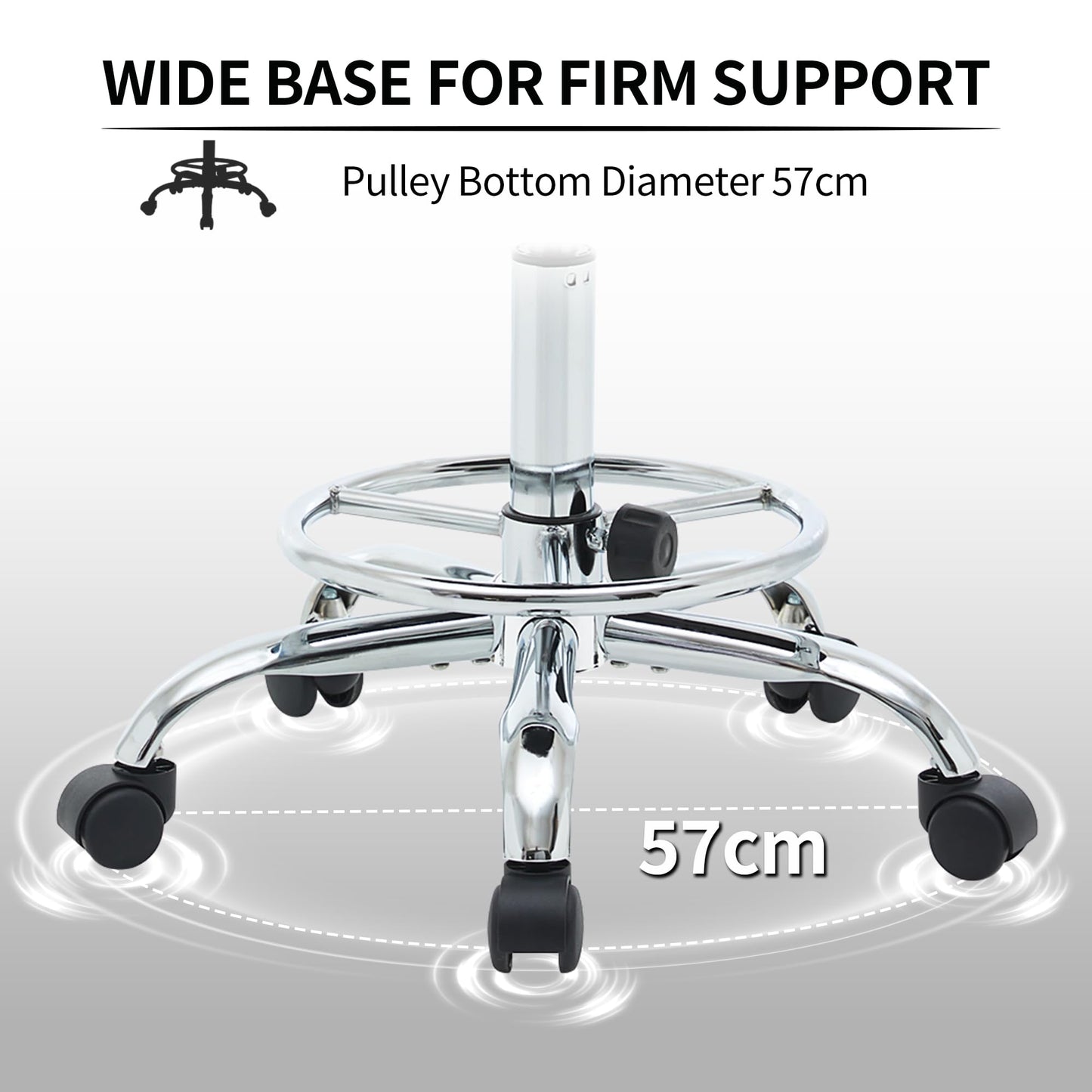 FIRAVOE Height Adjustable Drafting Office Chair with Backrest and Footrest, Swivel Drum Stool, Space-Saving Tattoo Chair 49.5–67.6 cm Height