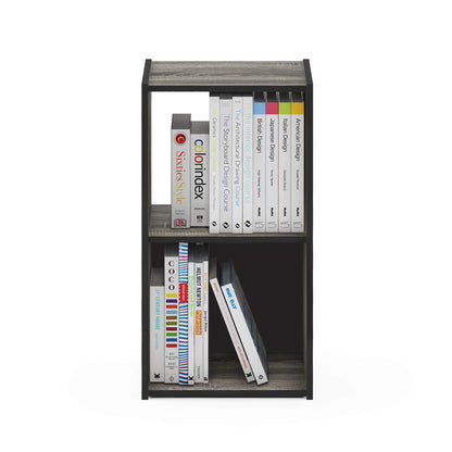 Furinno PELLI Book Shelf, 2x1 Bookshelf, Cube Storage Organizer Cabinet, 12.2 x 11.6 x 24.2, for Living Room, Bedroom, Home Office, French Oak/Black