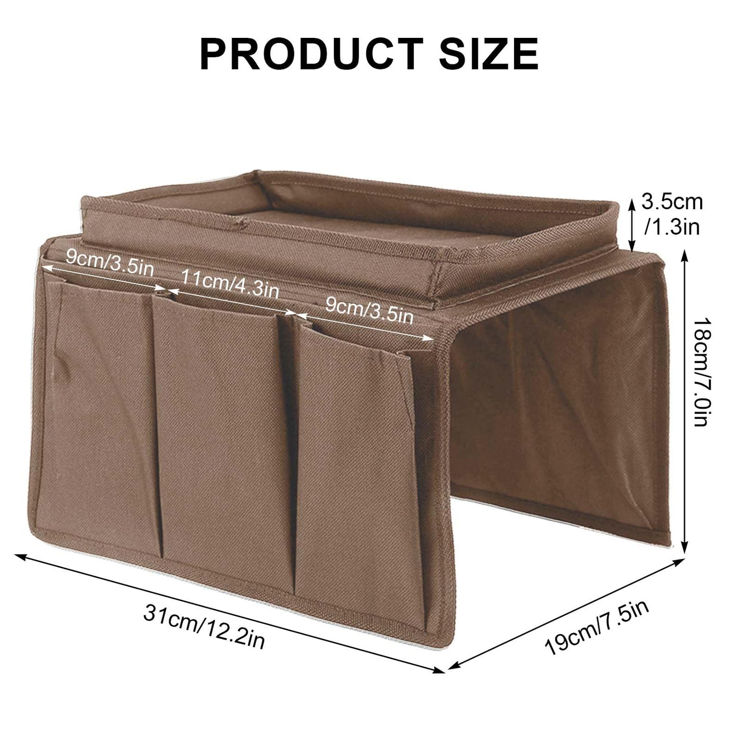 Sofa Armrest Organizer, Couch Caddy Arm Hanging Storage Bag With Cup Holder Tray, Anti-slip Armchairs Bedside Caddy Pouch Sofa Tidy Table for TV