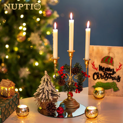 NUPTIO 25cm Mirror Plate Round Centrepieces: 12 Pcs Glass Candle Plates Table Mirrors Wedding Centrepiece Mirrored Candle Tray Set Small for Event Diy