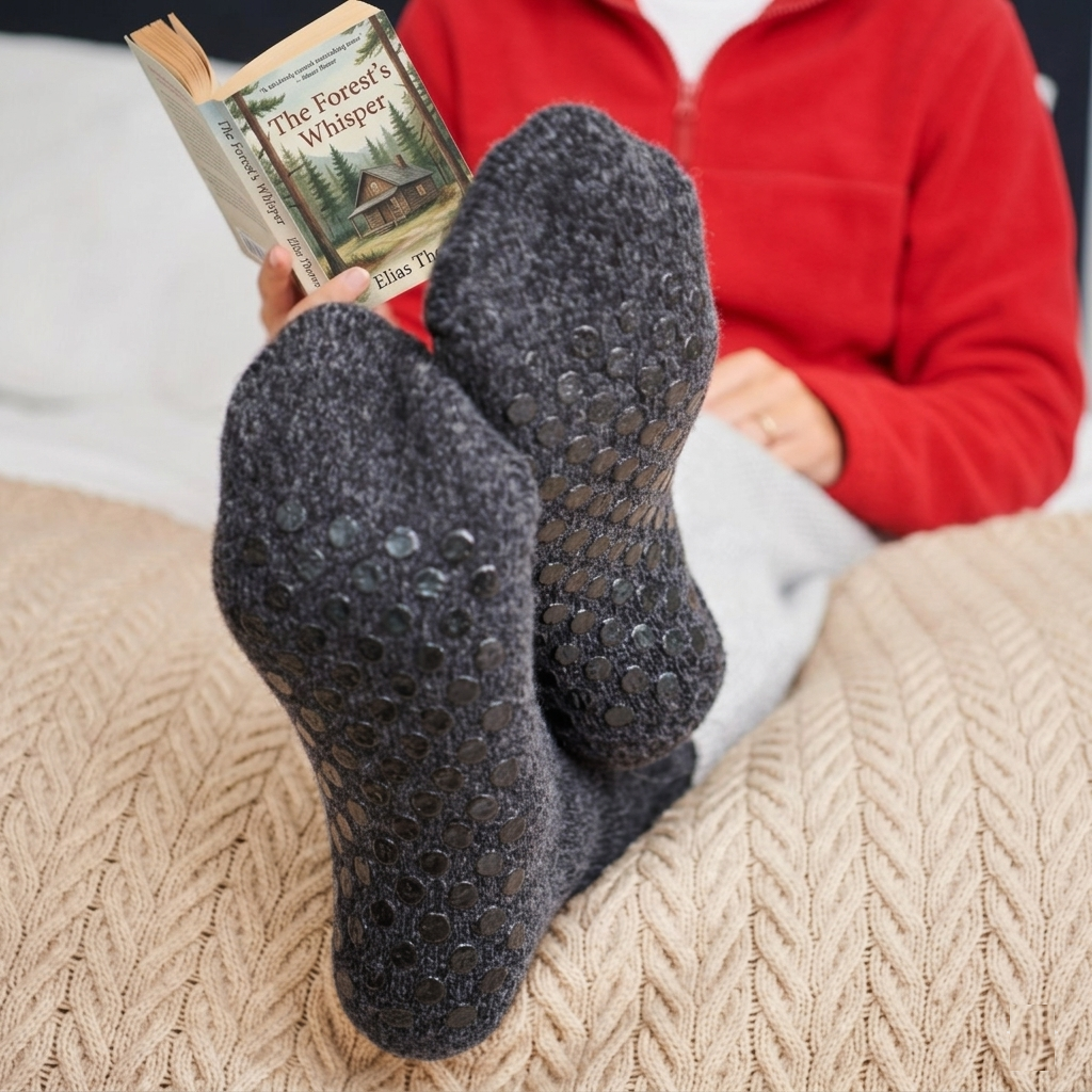 Merino Wool Slipper Socks with Non-Skid (set of 3)