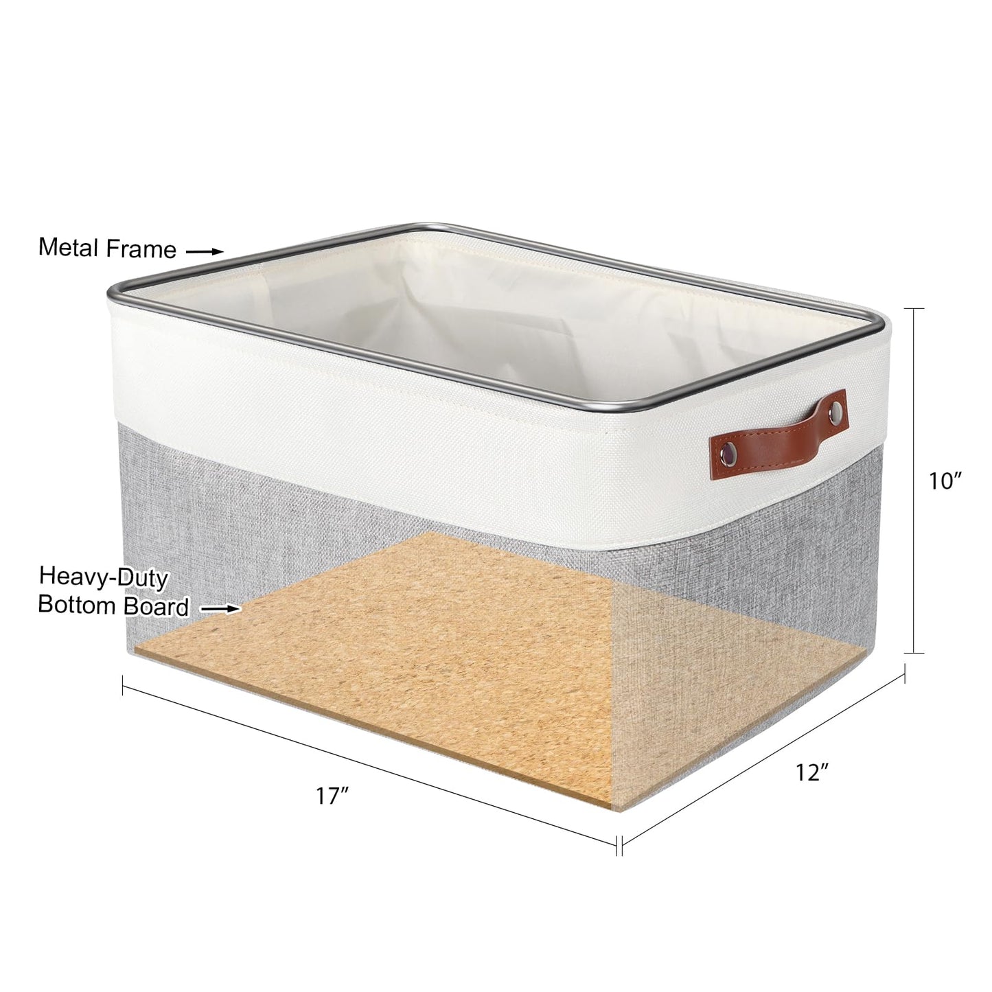 Syeeiex Large Storage Baskets for Shelves with Leather Handle