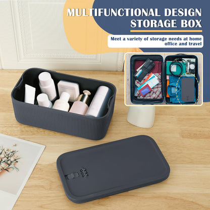 QINGLANG Small Lockable Storage Box with Combination Code 24x13x9.6cm Portable Medication Lock Box Phone Jail