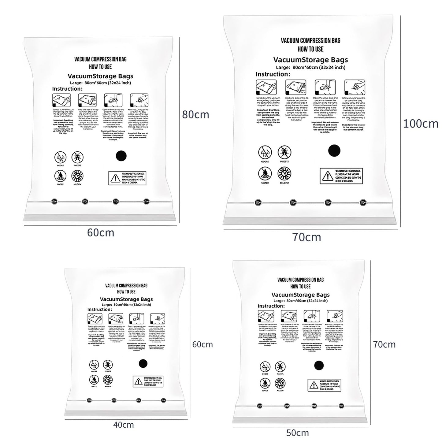 Vacuum Storage Bags With Electric Air Pump: 8 Pack Reusable Space Saver Bags for Clothes, Travel, Pillows, Blankets, Bedding