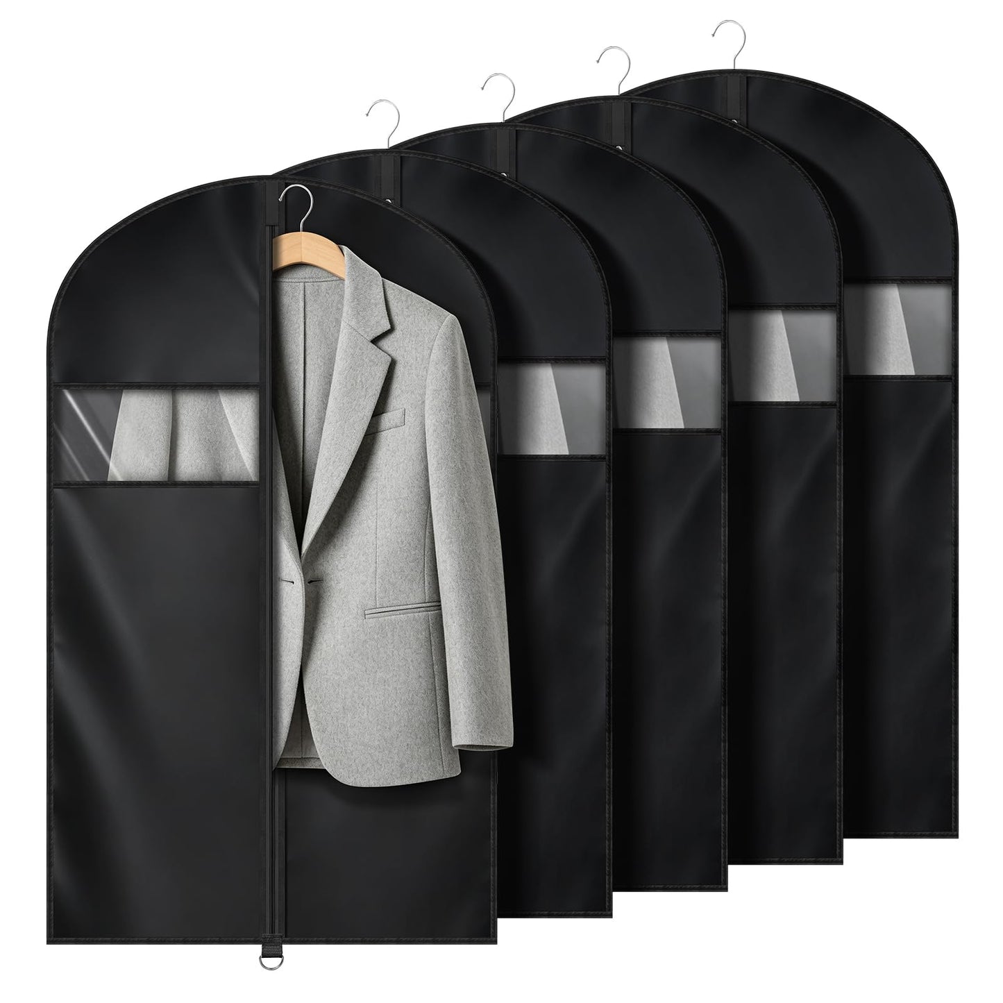 Univivi Garment Bags 43 inch Suit Bags for Storage Black, Set of 5