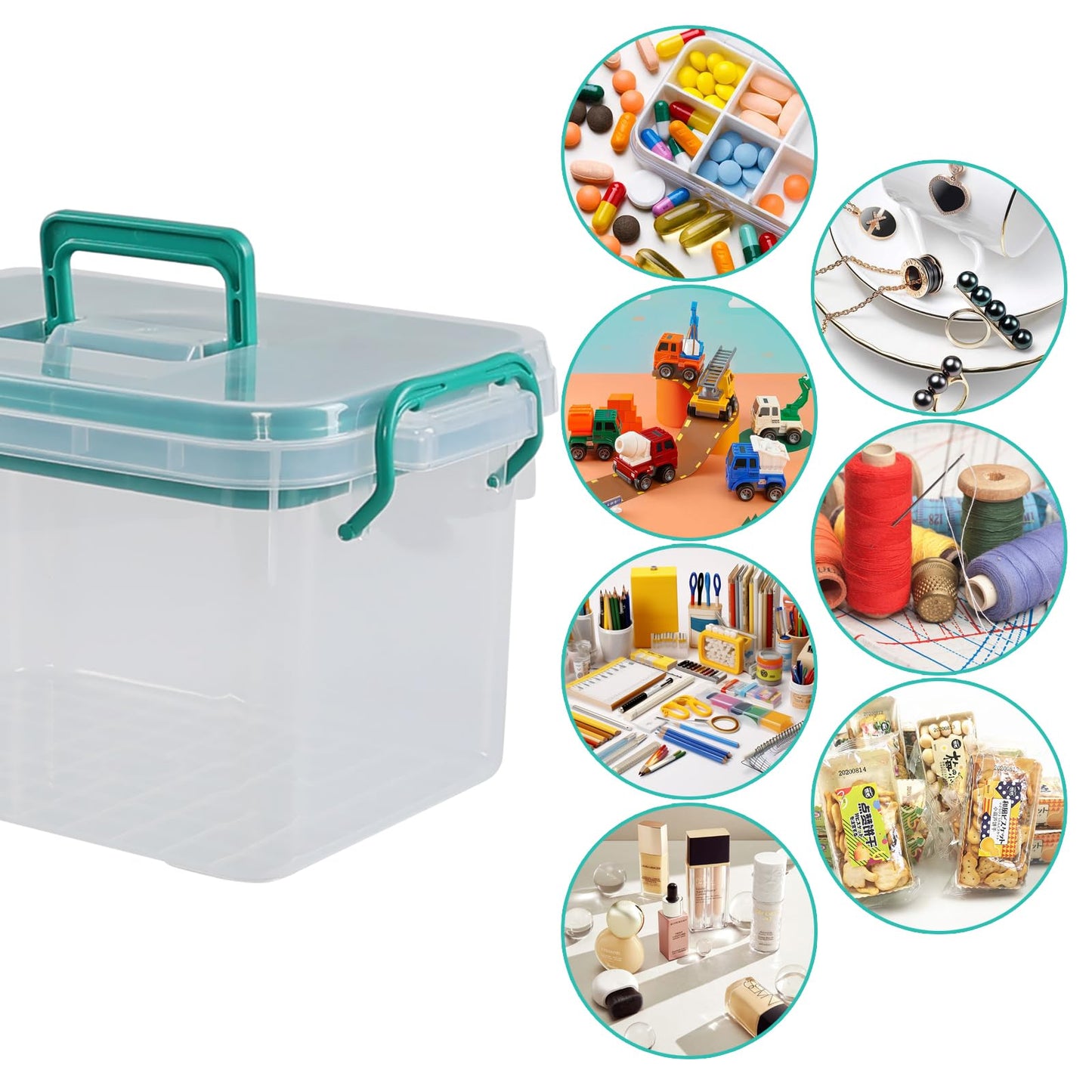 Gloreen Empty First Aid Organizer Box, Clear Medicine Storage Box with Lid