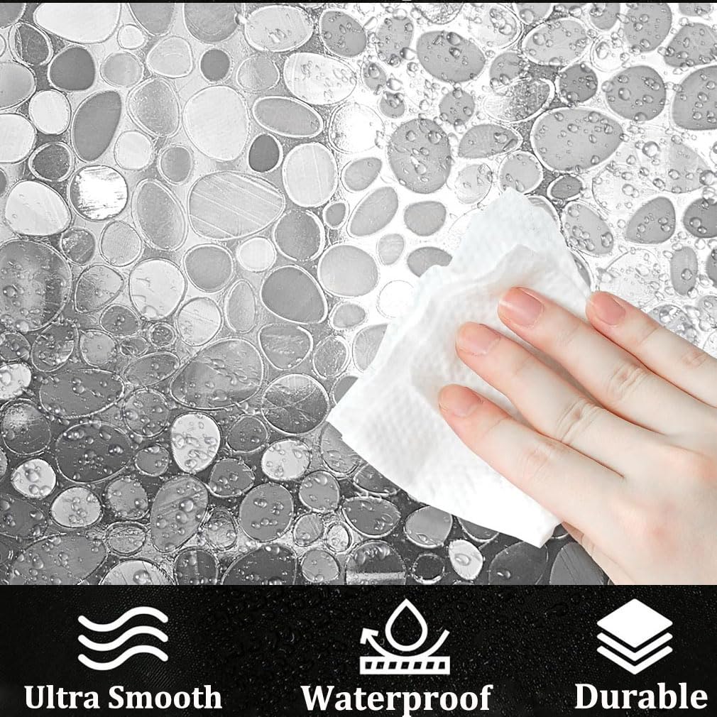 Shower Curtains Mould Proof Resistant,180 x 200 cm,Shower Curtain for Bathroom,Waterproof Heavy Duty Bathroom Curtains,PEVA Cobblestone Shower