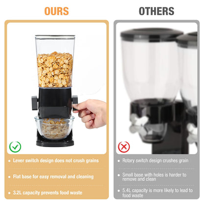 Tokokimo Cereal Dispenser Containers, Double Cereal Storage Containers - Not Easy to Crush Food, Dry Food Dispenser for Cornflakes, Candy, Nuts,