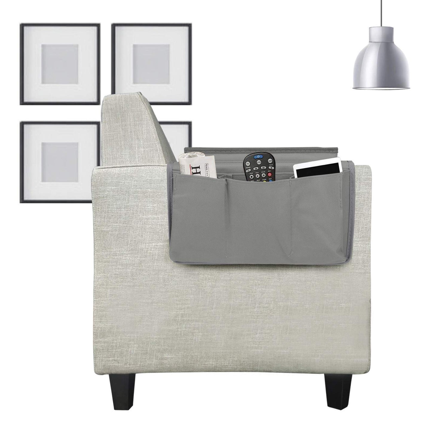 Sofa Armchair Organiser TV Remote Control Organizer Couch Caddy Arm Rest Bag Holder Sofa Tray Remote Caddy Chair Couch Storage 6 Pocket Armchair