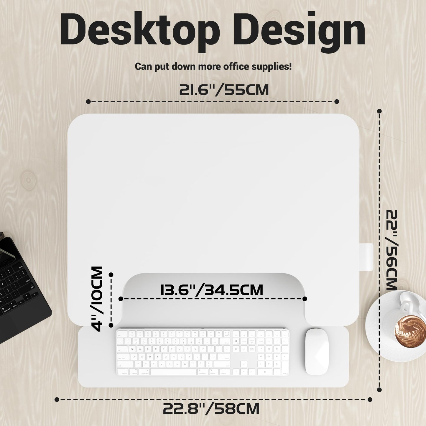ERGOMAKER Standing Desk Converter, 22"/55cm, White