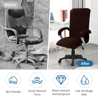 YushengTai Velvet Office Chair Cover, Chair Covers with Armrest, Office Chair Seat Cover, High Back Seat Cover, Gaming Chair Cover