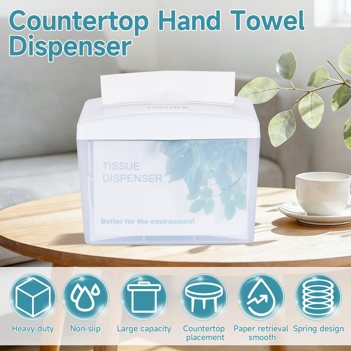 Pollock Countertop Napkin Dispenser, Multifold Paper Towel Dispenser White