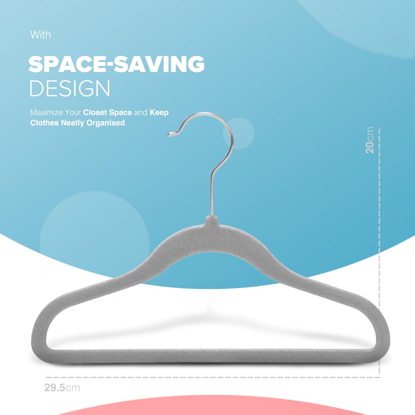 Kidoola 20 Velvet Baby Hangers, Nursery Coat Clothing Hangers for Babies, Infant, Toddlers and Kids, Unisex for Boys or Girls up to 24 Months (Grey)